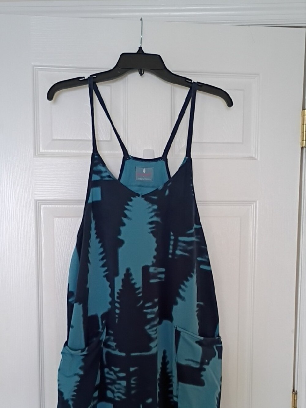 Free People Movement Hot Shot Onesie Teal & Navy Printed, L - Picture 2 of 9